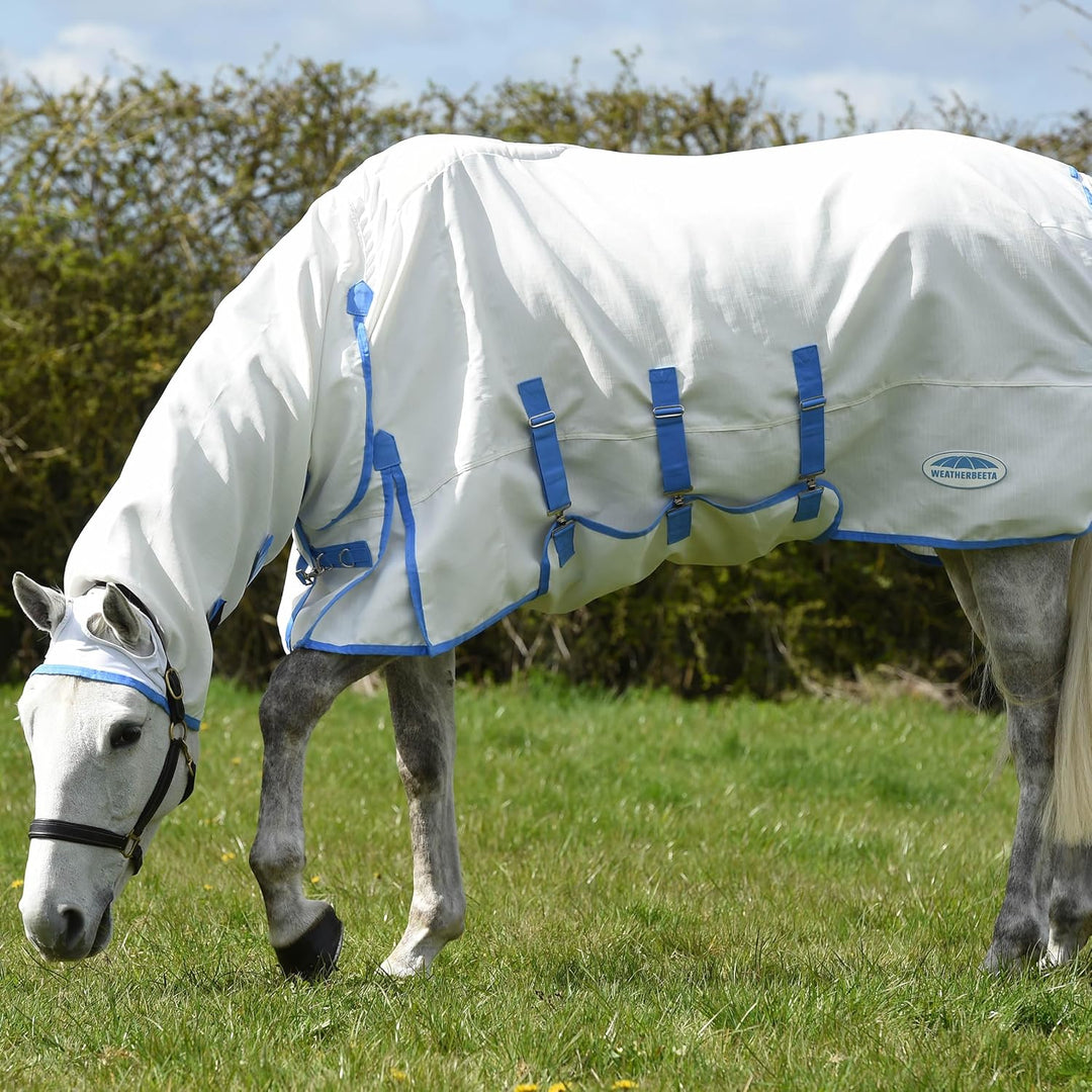 WeatherBeeta Ekzemdecke ComFiTec Sweet Itch Combo 110 cm - 110 cm - Weiss-Blau, 5'0 weiß /