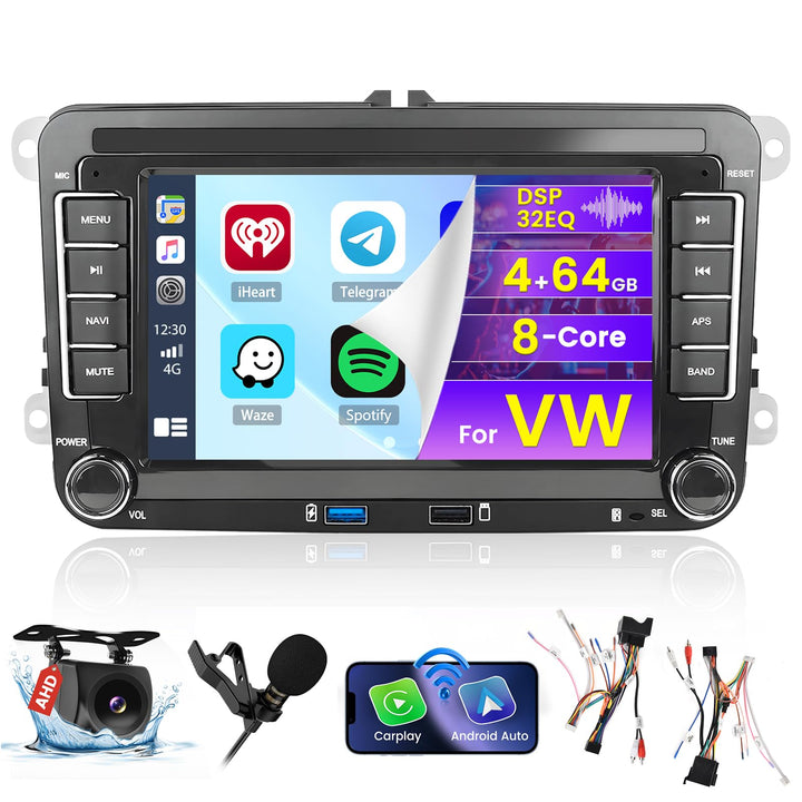 [8Cores 4G+64G] Hikity Autoradio Android 13 Für VW Golf 5 V Golf 6 Passat EOS Polo Jetta 7'' Touch D