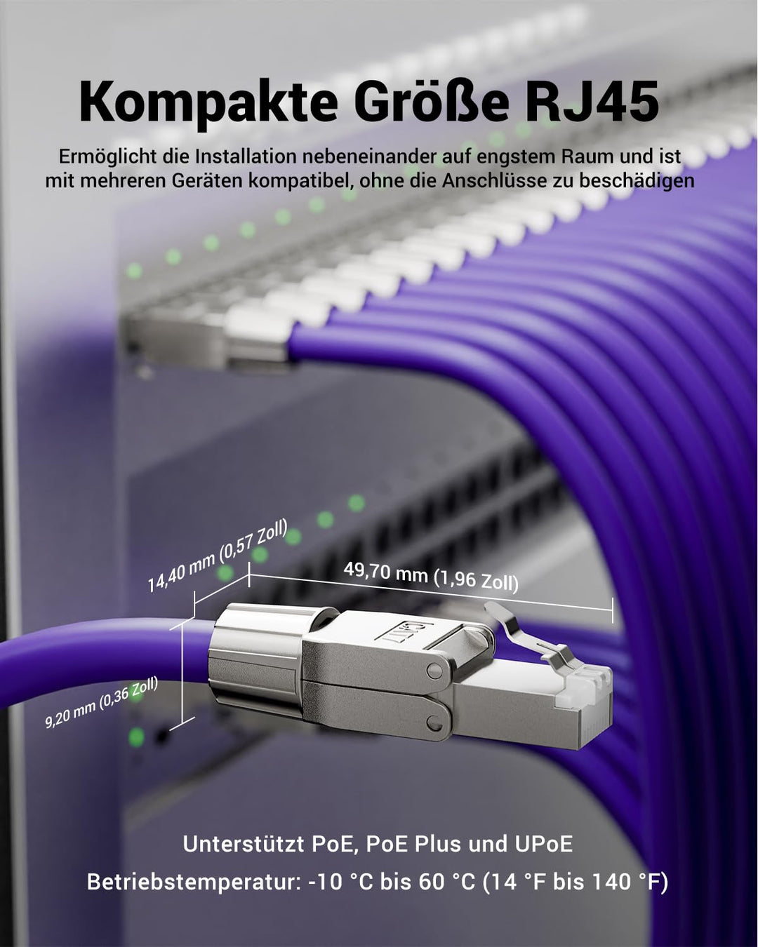 VCELINK RJ45 Stecker Werkzeuglos für Verlegekabel Cat7 Cat6A Netzwerkstecker Werkzeuglos Feldkonfekt
