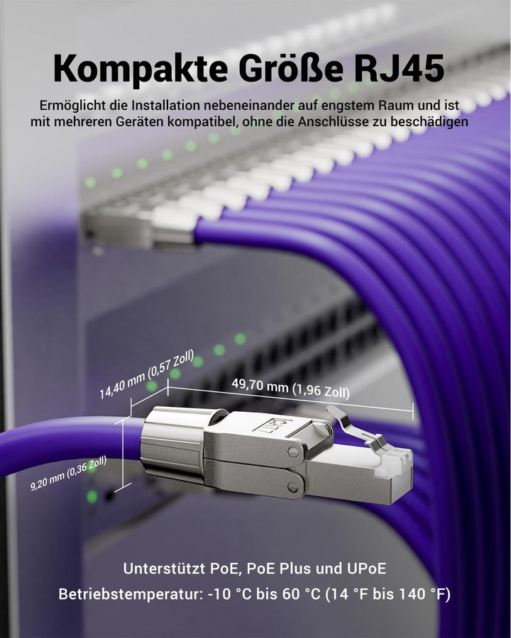 VCELINK RJ45 Stecker Werkzeuglos für Verlegekabel Cat7 Cat6A Netzwerkstecker Werkzeuglos Feldkonfekt