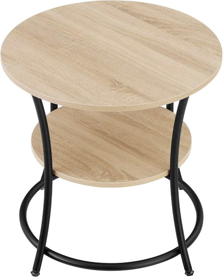 tectake Beistelltisch rund, Couchtisch mit 2 Ablagen, Industrie-Design, Nachttisch aus Holz, Ø55 x 5