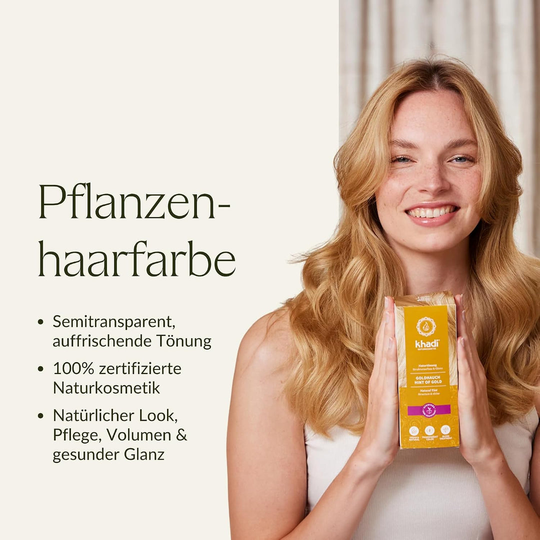 khadi GOLDHAUCH Pflanzenhaarfarbe - Haarfarbe für glänzenden Goldschimmer und für natürliche Blondre