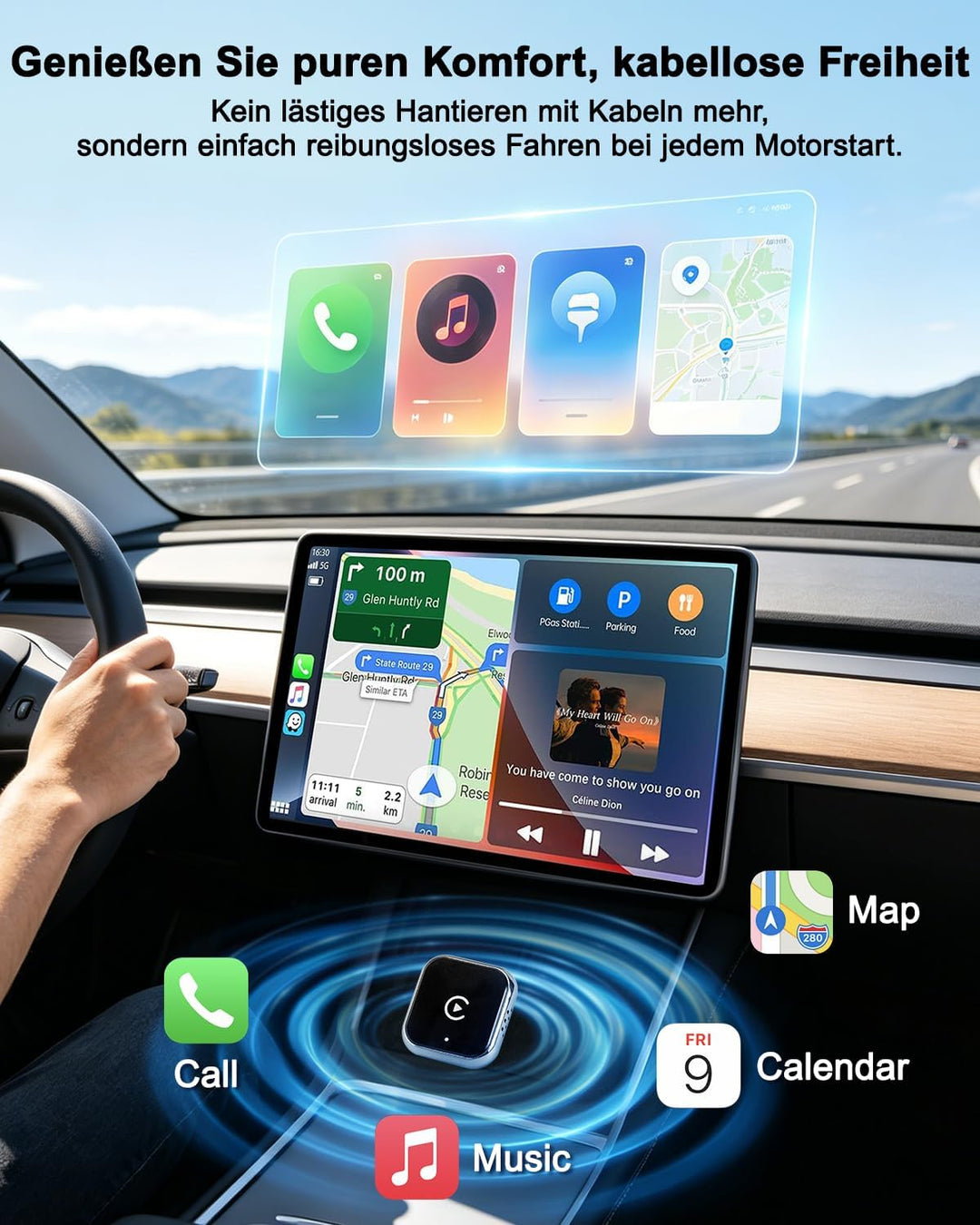 Wireless CarPlay Adapter, Upgrade 2 in 1 Mini Car Play Adapter für iPhone & Android, Plug & Play, Au