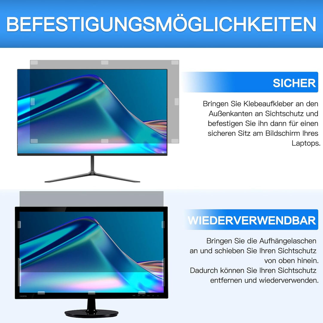 ZOEGAA Bildschirm Sichtschutzfolie 27 Zoll Monitor Blickschutzfolie 16:9,Anti Blaulicht Blendschutz