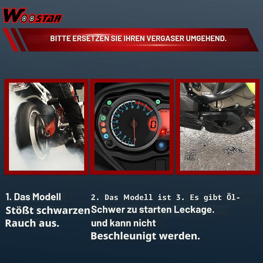 WOOSTAR PD18 Vergaser 18mm Ersatz für 139QMB GY6 TaoTao 150ccm Roketa Sunny Kymco 49ccm 50ccm 4 Stro