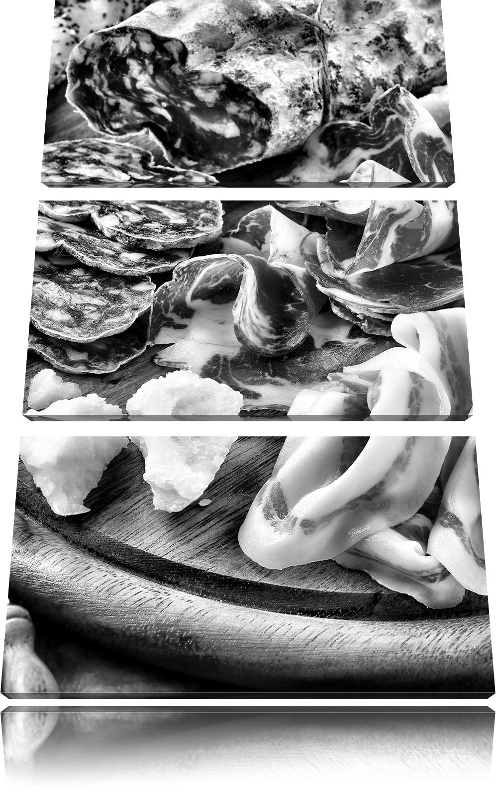 Pixxprint Brotzeit mit Wurst als Leinwandbild/Grösse: 3 Teilig (120x80) cm/Wandbild/Kunstdruck/ferti