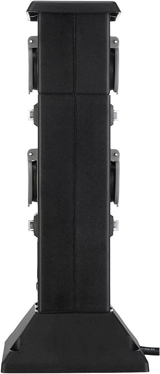 Royal Gardineer Stromverteiler Garten: 4-fach-WLAN-Outdoor-Steckdosen-Säule, App, Sprachsteuerung, 1