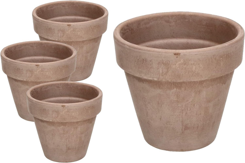 KOTARBAU® 4er Set Blumentopf aus Terrakotta Mokka ⌀ 11 cm Übertopf mit Rand für Innenräume und Gärte