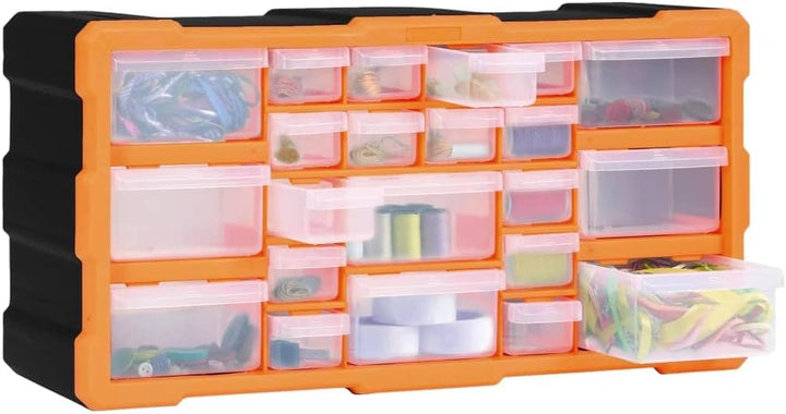 Multi-Schubladen-Organizer mit 22 Schubladen 49x16x25,5 cm Orange und Schwarz 22 Schubladen, Orange