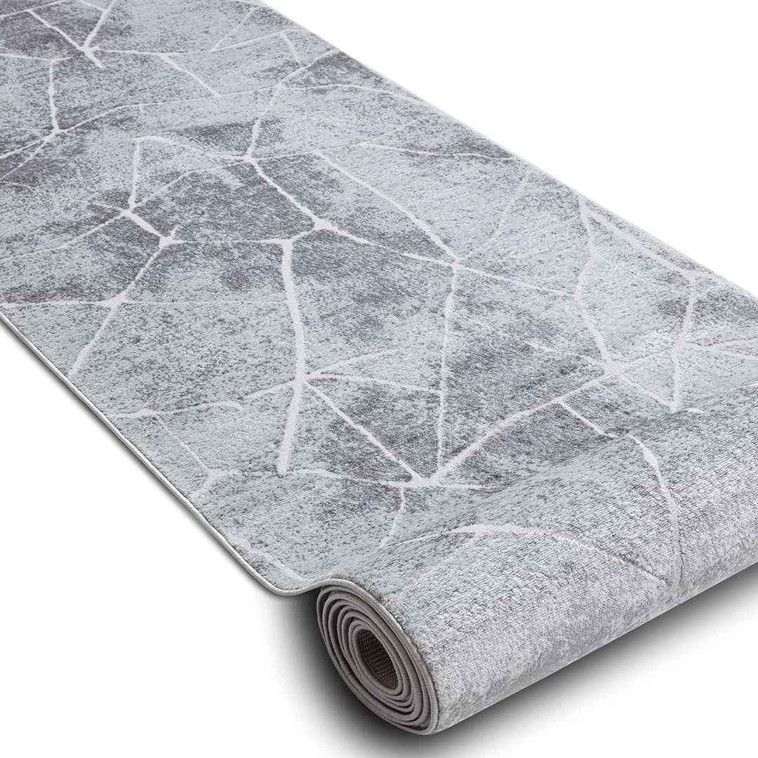 Modernen Preiswert Läufer MEFE, Läufer Strukturell, Marmor - Zwei Ebenen aus Vlies Grau 70x100 cm 70