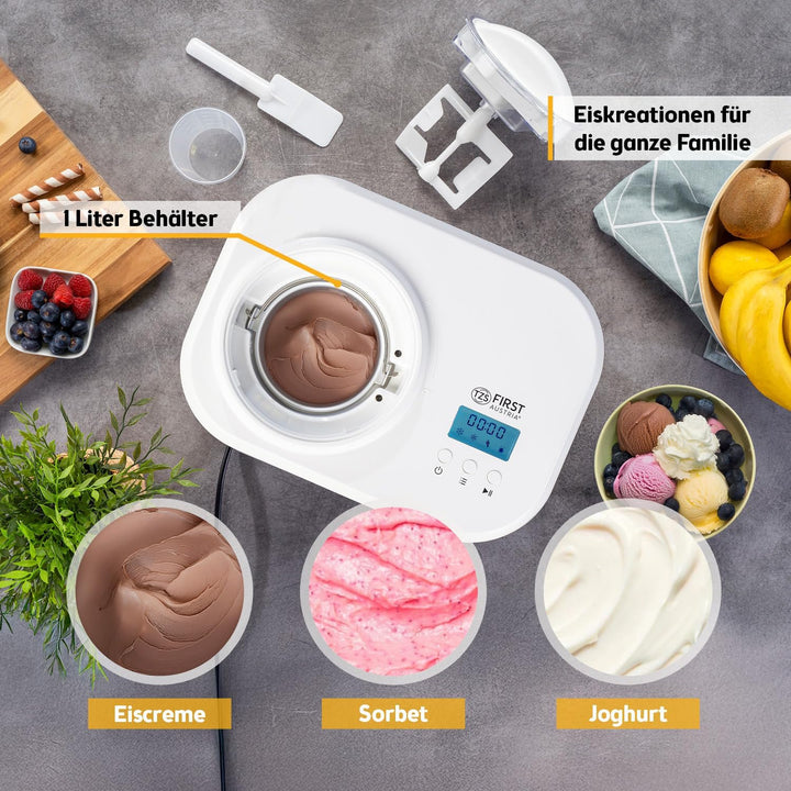 TZS First Austria Eismaschine & Joghurtbereiter | Ice Cream Maker selbstkühlend mit Kompressor und e