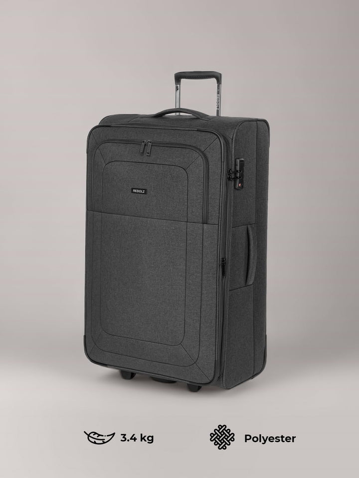 REDOLZ L Check-in Koffer 2-Rollen TSA-Schloss erweiterbar | Weichschale, 78 x 28 x 47 cm, 3,4 kg lei