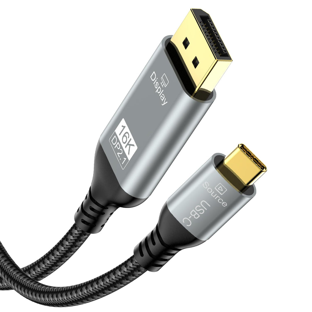 USB C auf DisplayPort 2.1 Kabel, 16K 30Hz 8K 60Hz 4K 240Hz, Thunderbolt 4/3 zu DP Cabel 40Gbps, komp