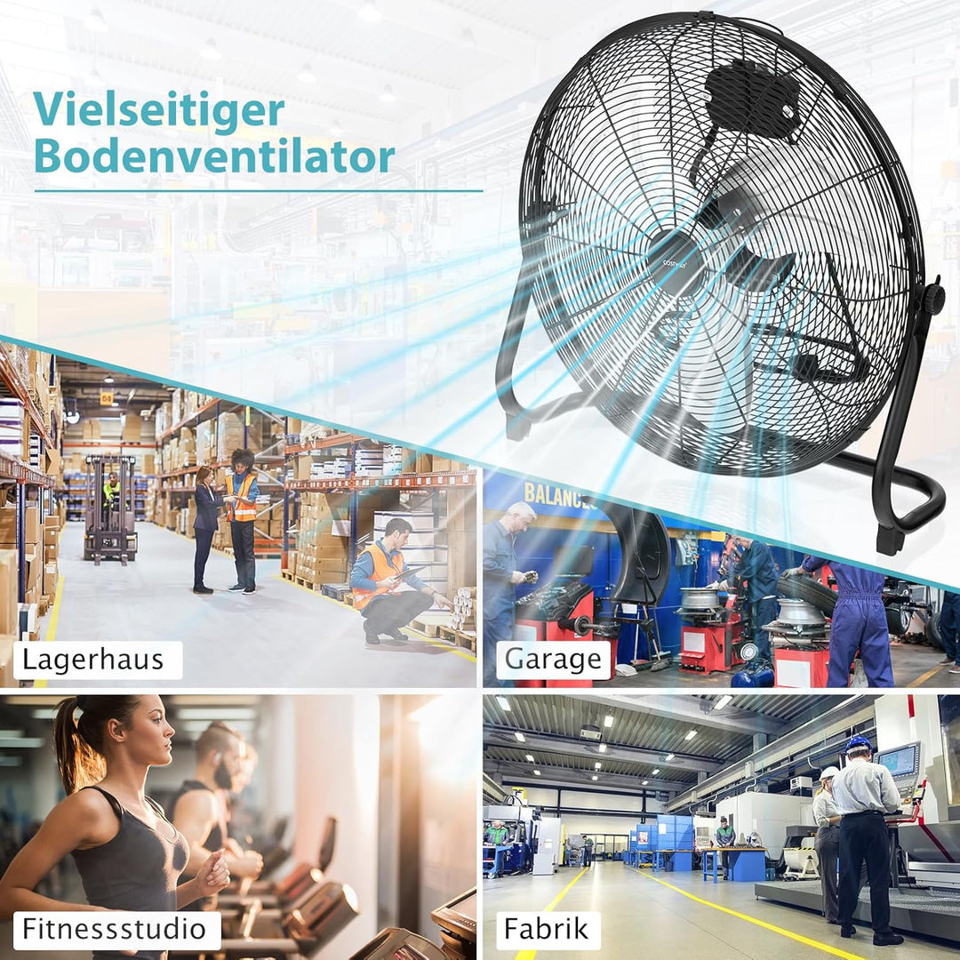 COSTWAY Bodenventilator 160W mit 3 Stufen, Trommelventilator | Windmaschine mit 3 Geschwindigkeitsst