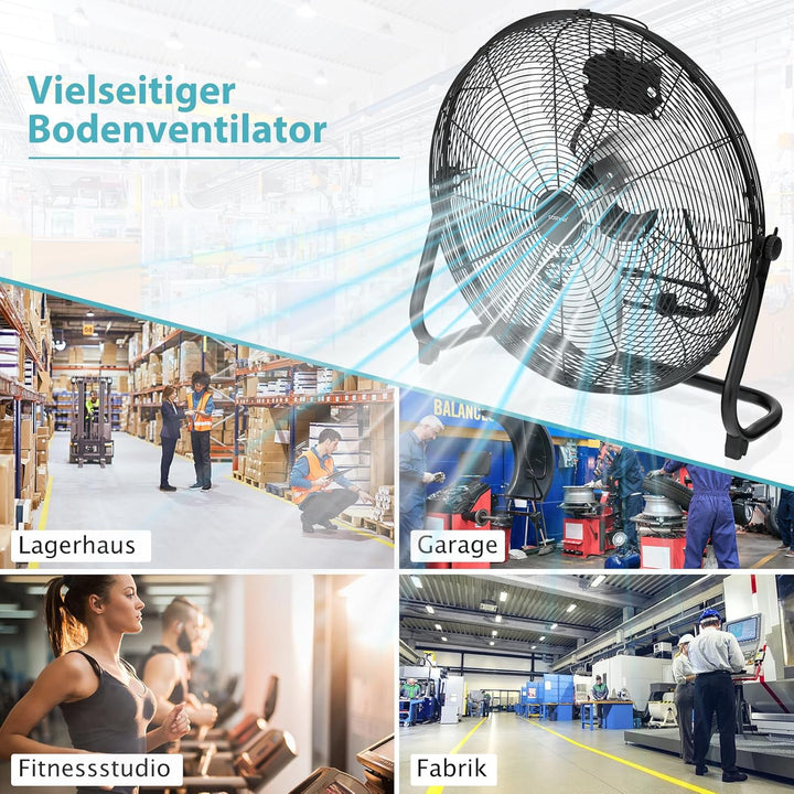 COSTWAY Bodenventilator 160W mit 3 Stufen, Trommelventilator | Windmaschine mit 3 Geschwindigkeitsst