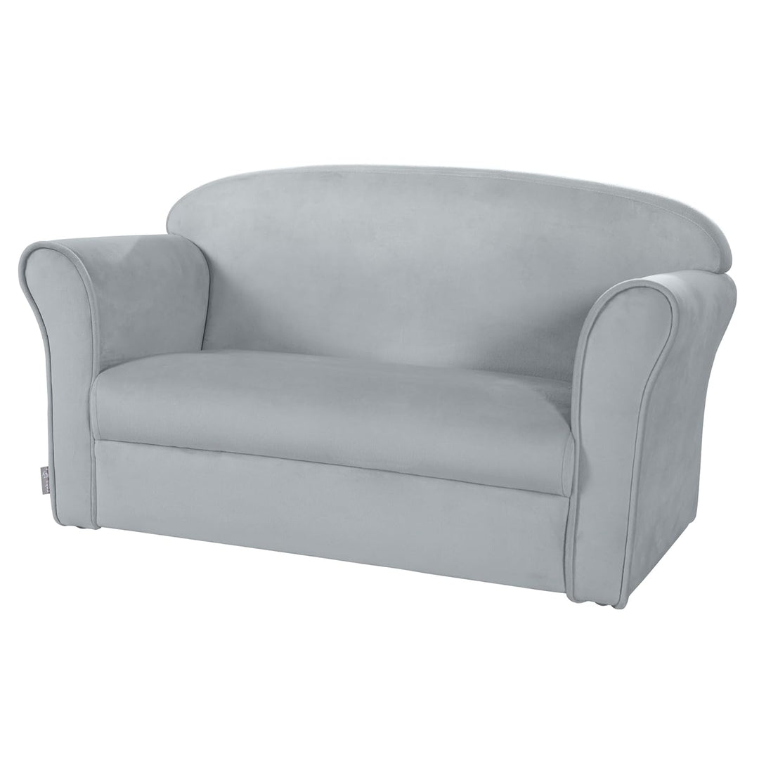 roba Kindersofa Lil Sofa mit Armlehnen für Mädchen und Jungen - Bequeme Kindercouch - Samtstoff grau