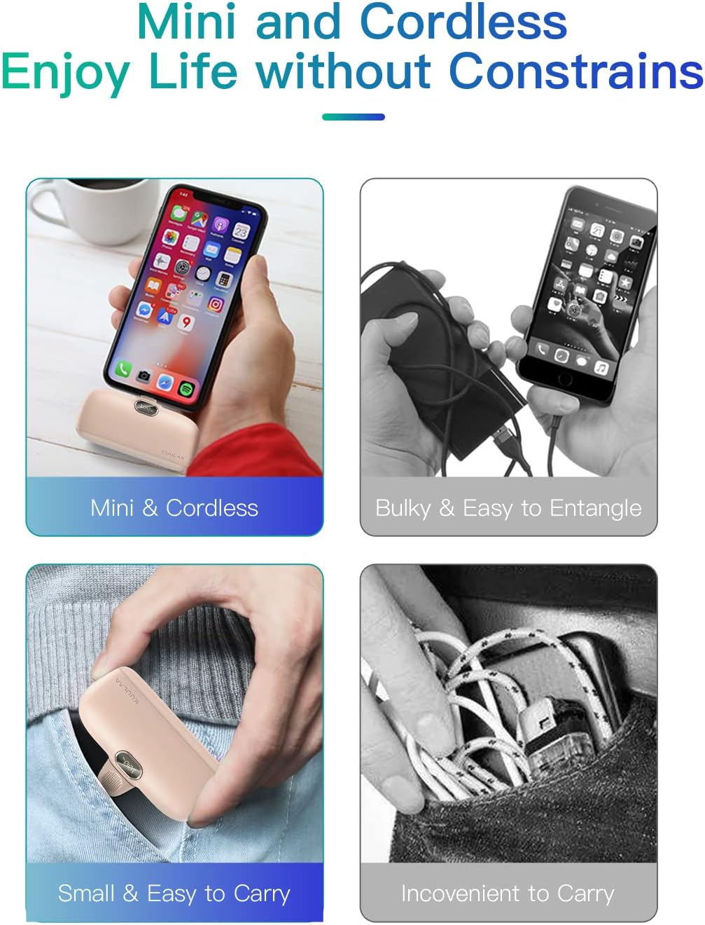 Kuulaa Power Bank 5000 mAh, PD 20W Powerbank Schnellladung,Tragbares Ladegerät, kompatibel mit iPhon