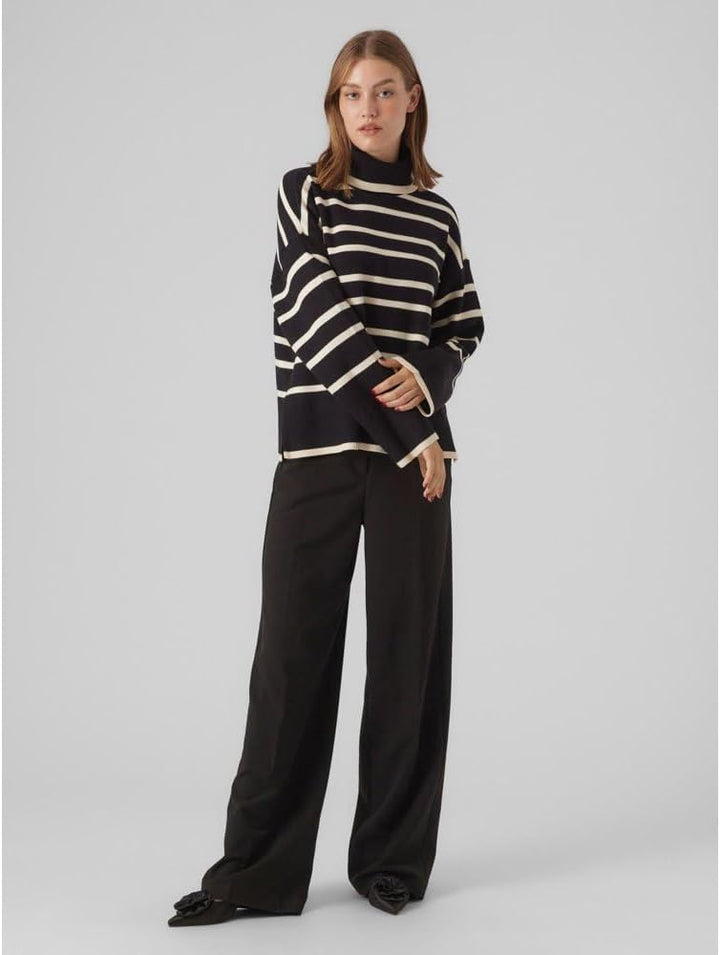 VERO MODA Female Strickpullover VMSABA Pullover XXL Black/Stripes:birch, XXL Black/Stripes:birch
