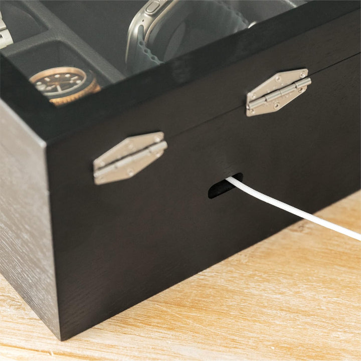 CASE ELEGANCE Uhrenbox mit 8 Fächern für Herren, schwarz, Uhrenvitrine, modulares Valet-Tablett, App