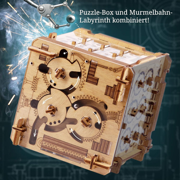 iDventure Cluebox - Cambridge Labyrinth - Escape Room Spiel - 3D Holzpuzzle - Geldgeschenk Puzzlebox