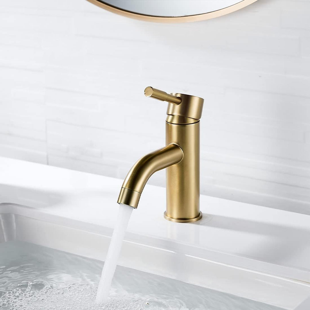 Badarmatur, F-DEEN Einhebelmischer Wasserhahn für Badezimmer Waschbecken, Kalt- und Warmwasser, Gebü