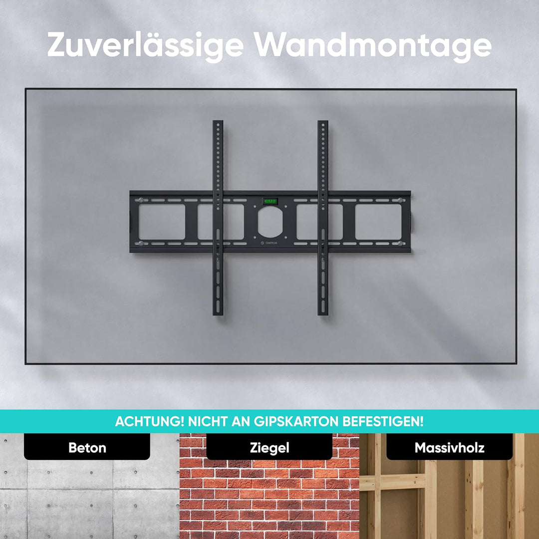 ONKRON Feste TV Wandhalterung für grosse 55-100 Zoll TVs bis zu 75 kg, Ultra Slim TV Wandhalterung F