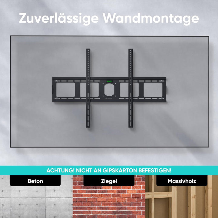 ONKRON Feste TV Wandhalterung für grosse 55-100 Zoll TVs bis zu 75 kg, Ultra Slim TV Wandhalterung F