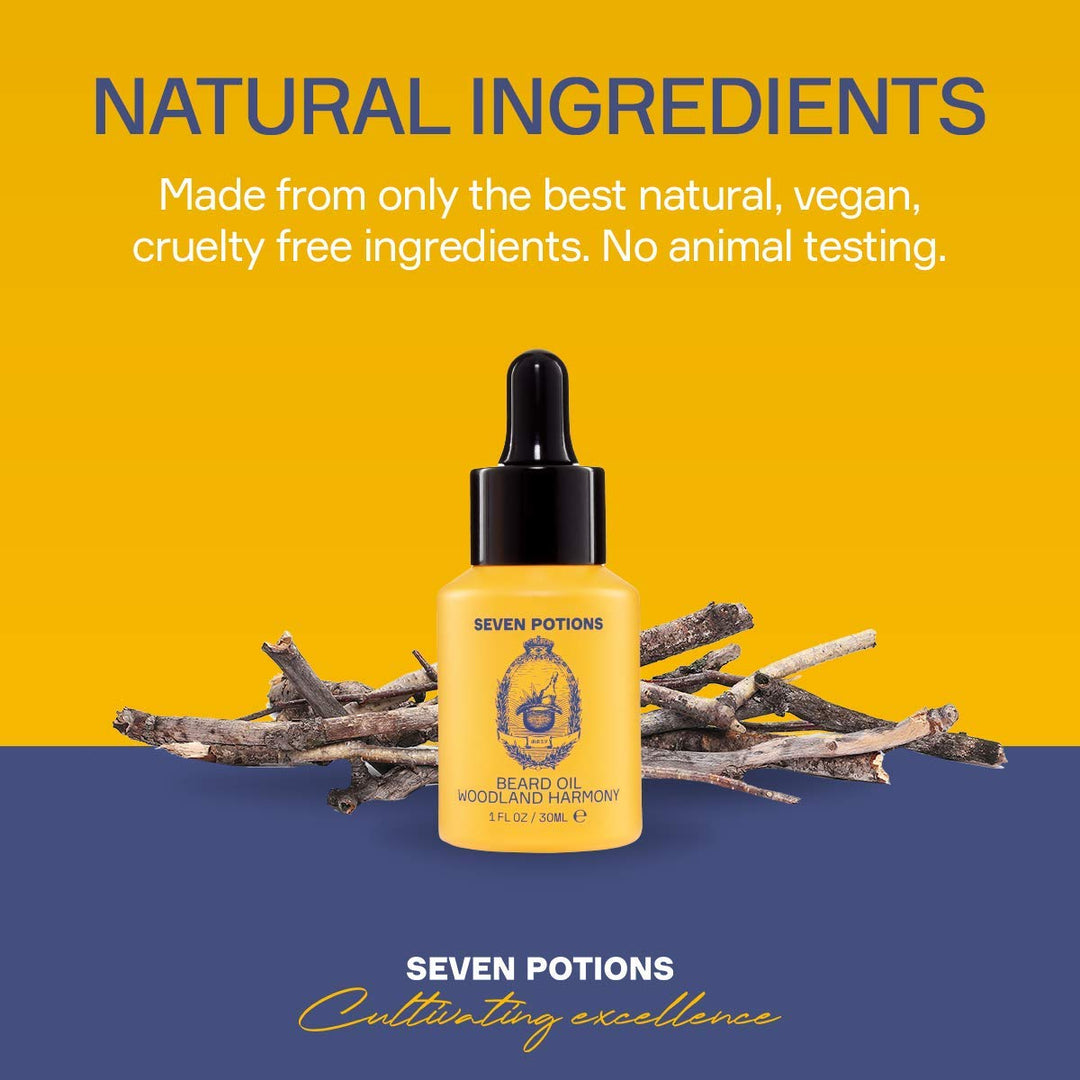Seven Potions Premium-Bartöl für Männer - Jojobaöl-Bartweichmacher zur Pflege von Haut, Haar und geg