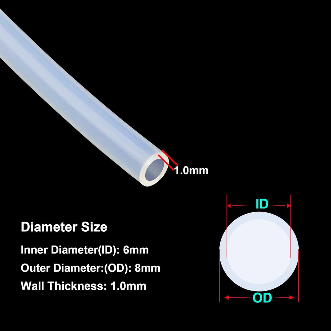 Silikonschlauch, iMeistek Lebensmittelechter flexibler Silikonschlauch, 6mm ID x 8mm OD, Länge 8 Met