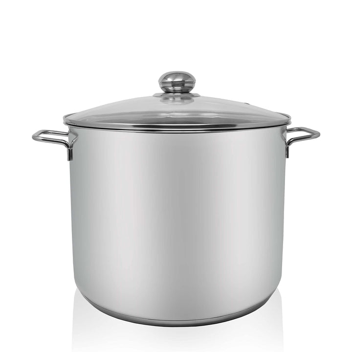 Krüger Edelstahl-Jumbotopf - Kochtopf mit Deckel zum Sichtkochen - energiesparender Kapselboden & Ka