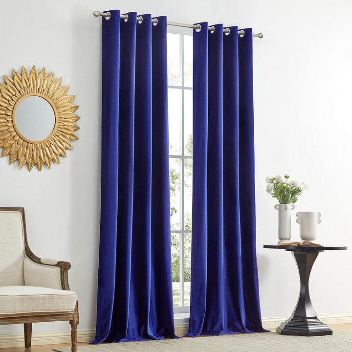 GIGIZAZA Dekorative Samtvorhänge 132 x 285 cm (Breite x Länge), 2 Panels Marineblau Wohnzimmer Öse T