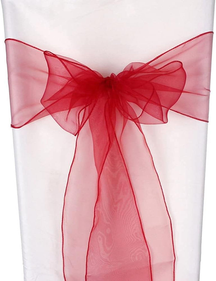 CNFQ Stuhlschleifen, Organza, für Taufe, Party, Hochzeit, 50 Stück (Rot), Rot