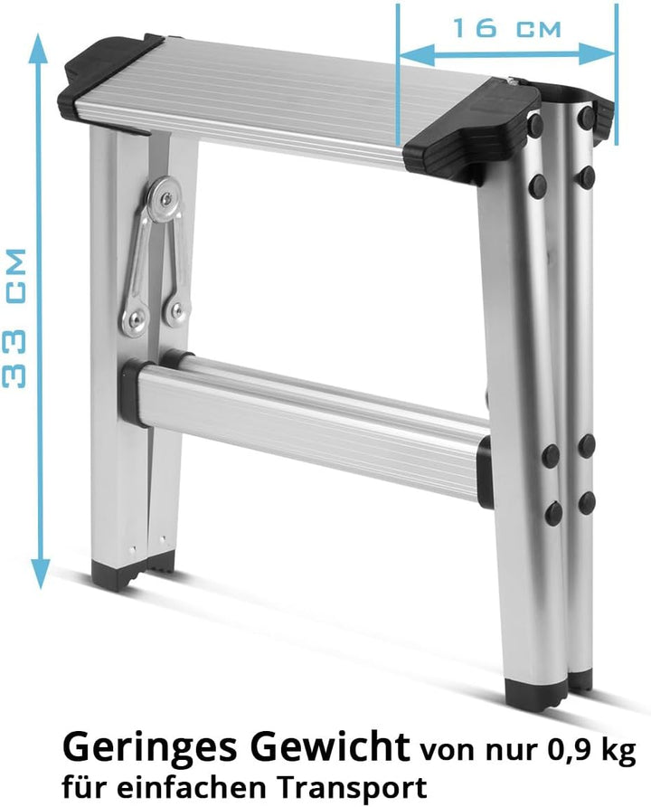 STAHLWERK Klapptritt KT-1 ST mit 120 kg Tragkraft Aluminium-Leiter | Klappleiter | Trittleiter | Sch