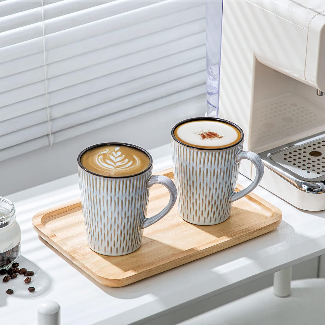vancasso PLUVO Kaffeetassen set 6er, Tassen Set Steingut, 480ml Kaffeebecher mit Henkel, Espressotas