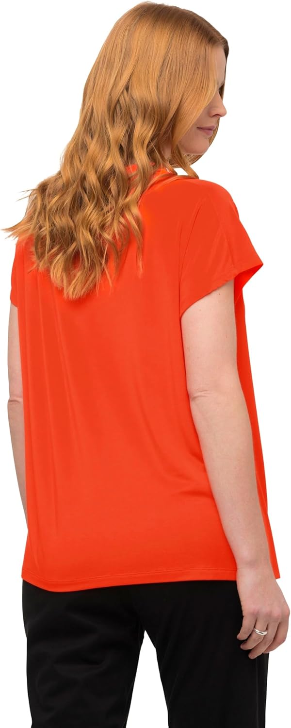 Ulla Popken Damen Wasserfall T-Shirt 42-44 Hellorange, 42-44 Hellorange