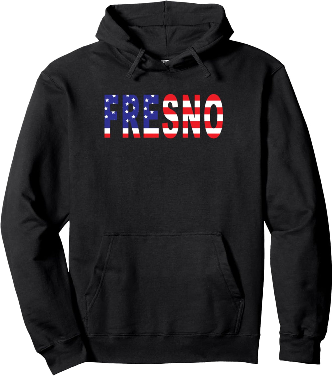 Fresno California Patriot mit amerikanischer Flagge Pullover Hoodie