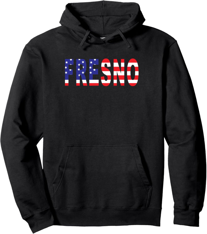 Fresno California Patriot mit amerikanischer Flagge Pullover Hoodie