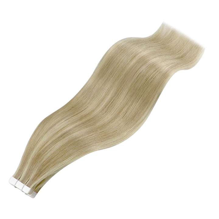 YoungSee Tape in Extensions Echthaar Blond 60 cm Echthaar Extensions Tape Goldblond mit Blond Invisi