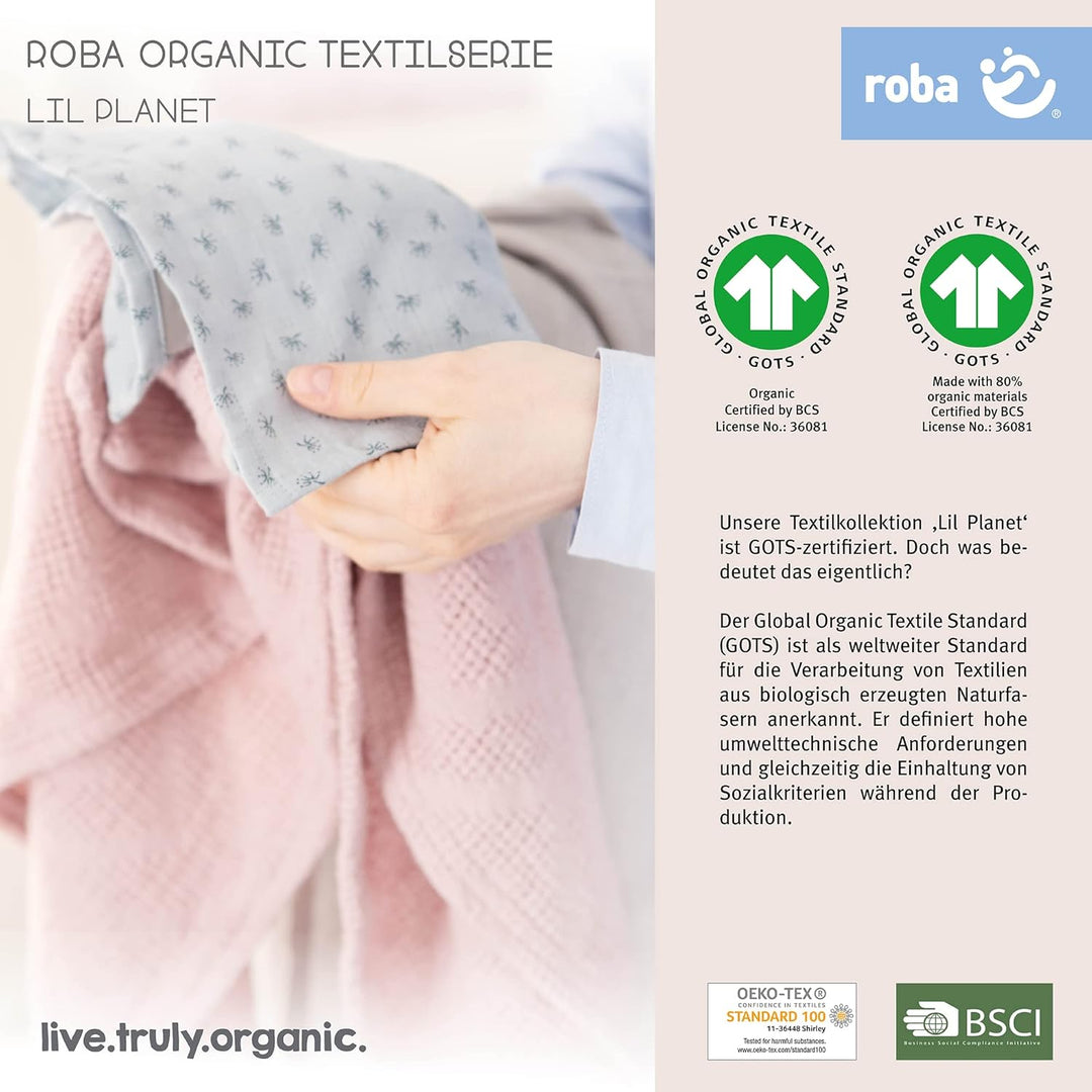 roba Geschenk Baby Pflege - Set zur Geburt - Handtuch, Waschlappen, Schmusetuch & Decke - Bio Baumwo
