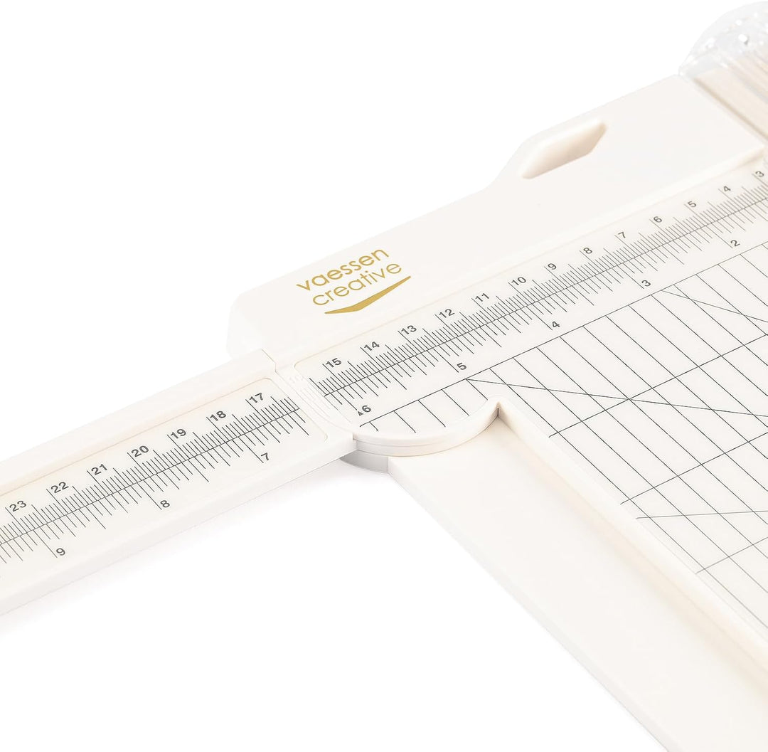 Vaessen Creative Papierschneider mit Falzbrett - Elfenbein - 15,2 x 30,5 cm - 2-in-1 Schneidemaschin