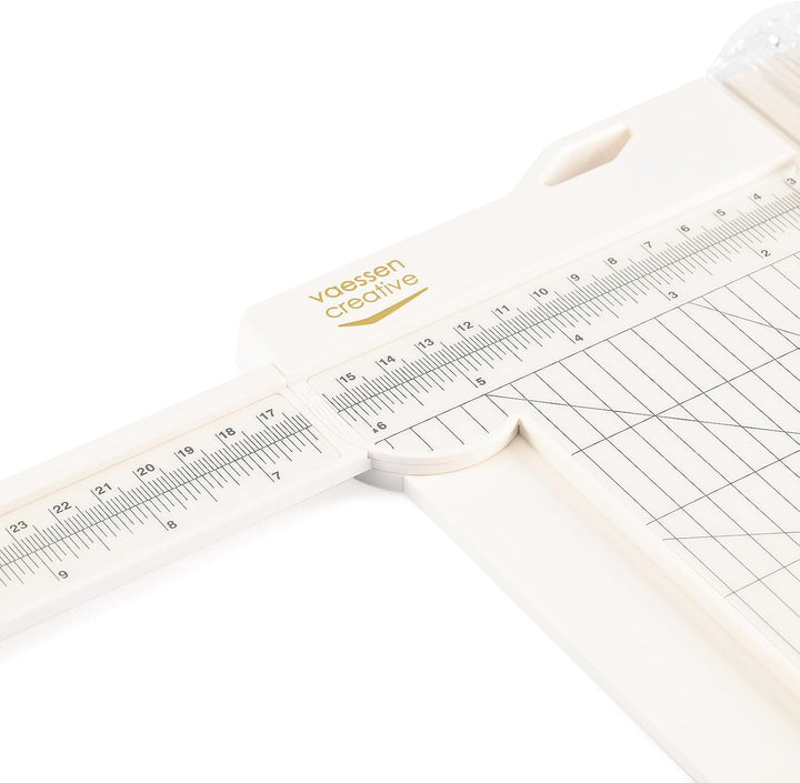 Vaessen Creative Papierschneider mit Falzbrett - Elfenbein - 15,2 x 30,5 cm - 2-in-1 Schneidemaschin