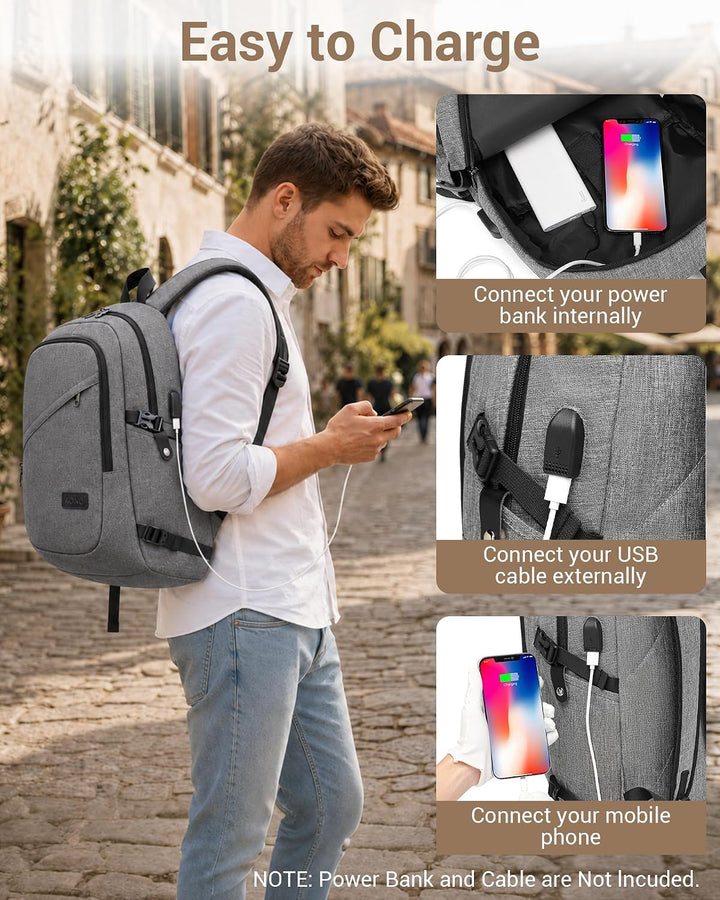 KONO Laptop Rucksack für Herren und Damen, Wasserdichter und Diebstahlsicher Business Laptoprucksack