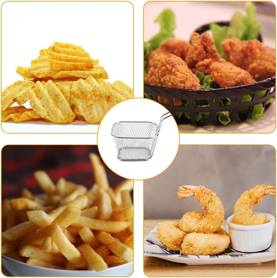 TOKINCEN 8 Stück Frittierkorb Klein Servierkörbchen Edelstahl für Pommes Mini Pommes Körbchen Pommes