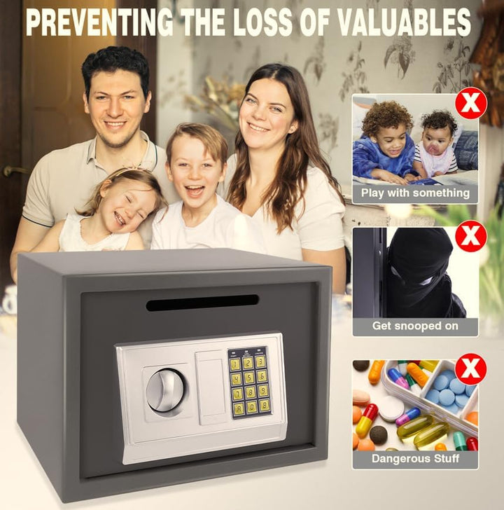 16L Tresor mit 2 Schlüssel und Elektronikschloss Wandtresor Elektronischer Safe Eisenstahl Safe Schr