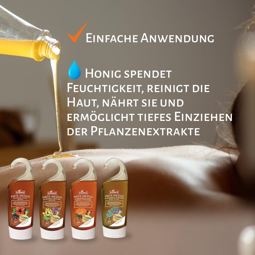 Sauna Honig Sortenmix – 4er Set (Lavendel, Hibiskus, Sanddorn, Rosmarin) – 100% natürlich – Honigcre