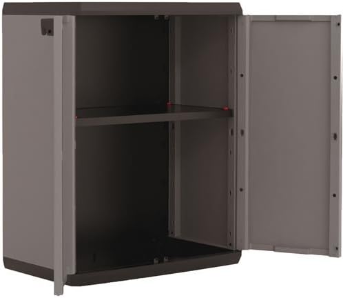 Keter Più Kunststoffschrank, niedrig, anthrazit/schwarz, 68 x 39 x 83