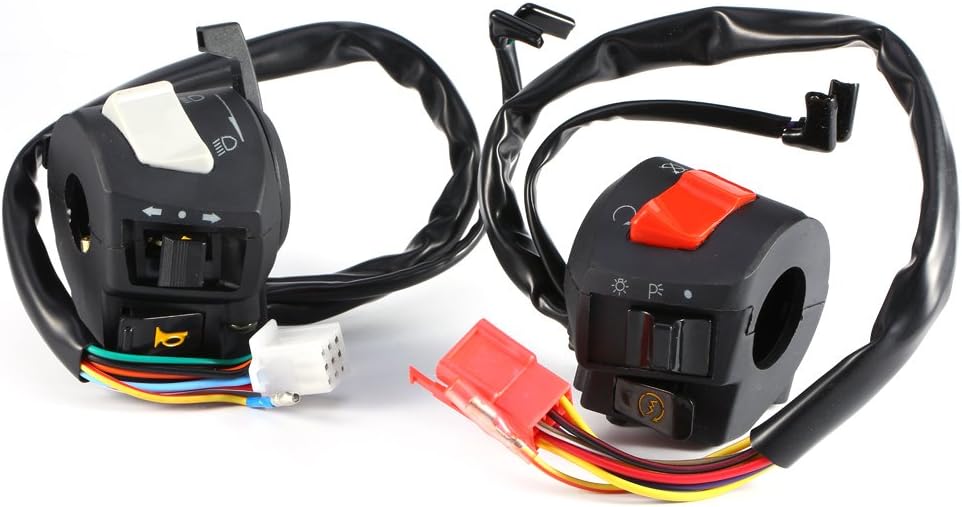 Qiilu 2x Universal 7/8 '' Motorrad Lenker Schalter, Wasserdichte Motorrad Scheinwerfer Blinker Horn