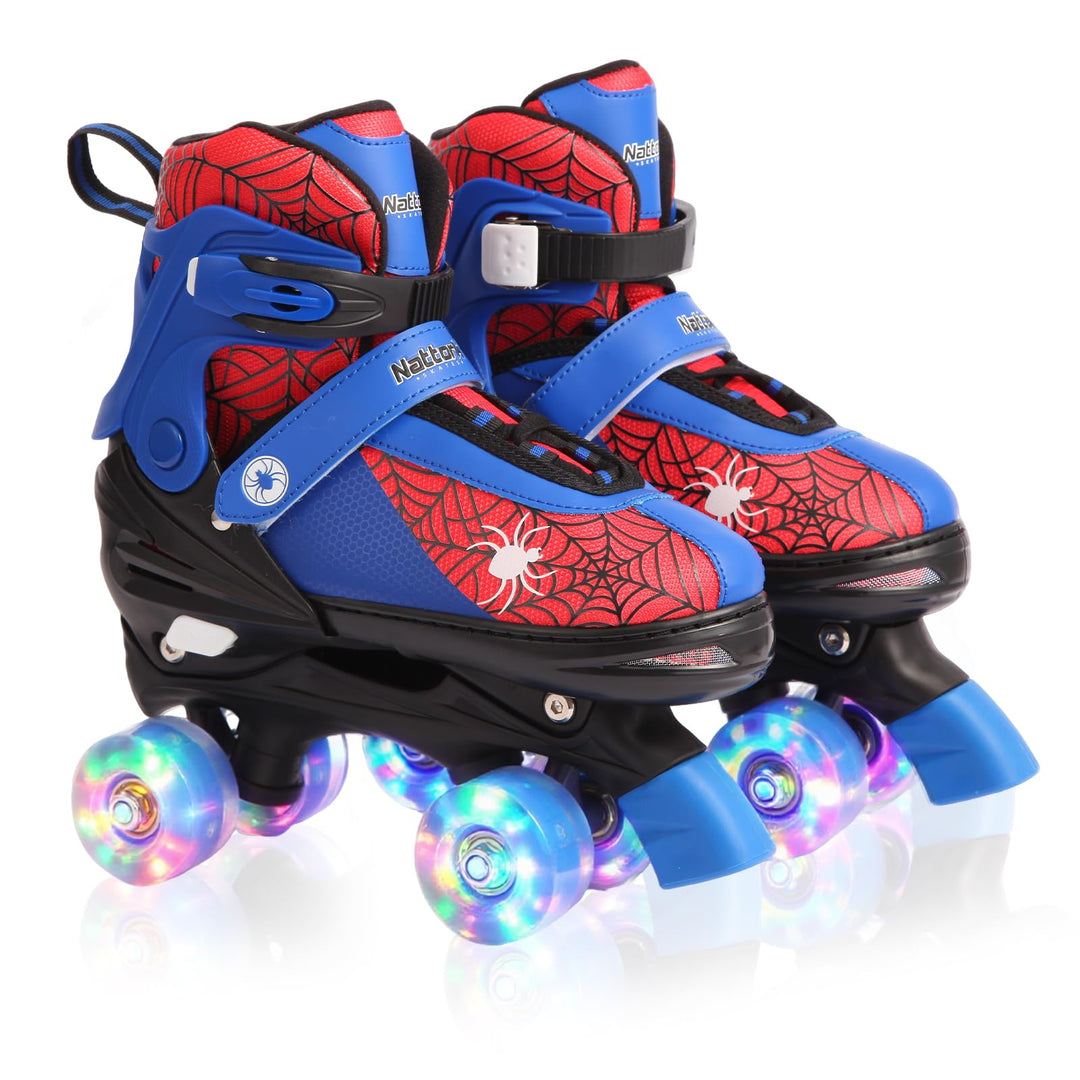Nattork Kinder Rollschuhe für Jungen und Mädchen, 4 Grössen verstellbar, Quad Skates mit leuchtenden
