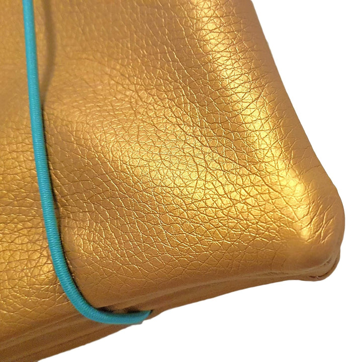 la.nunu Windeltasche - Kunstleder Gold - Handarbeit - Wickeltasche Windeln Feuchttücher Baby Tasche