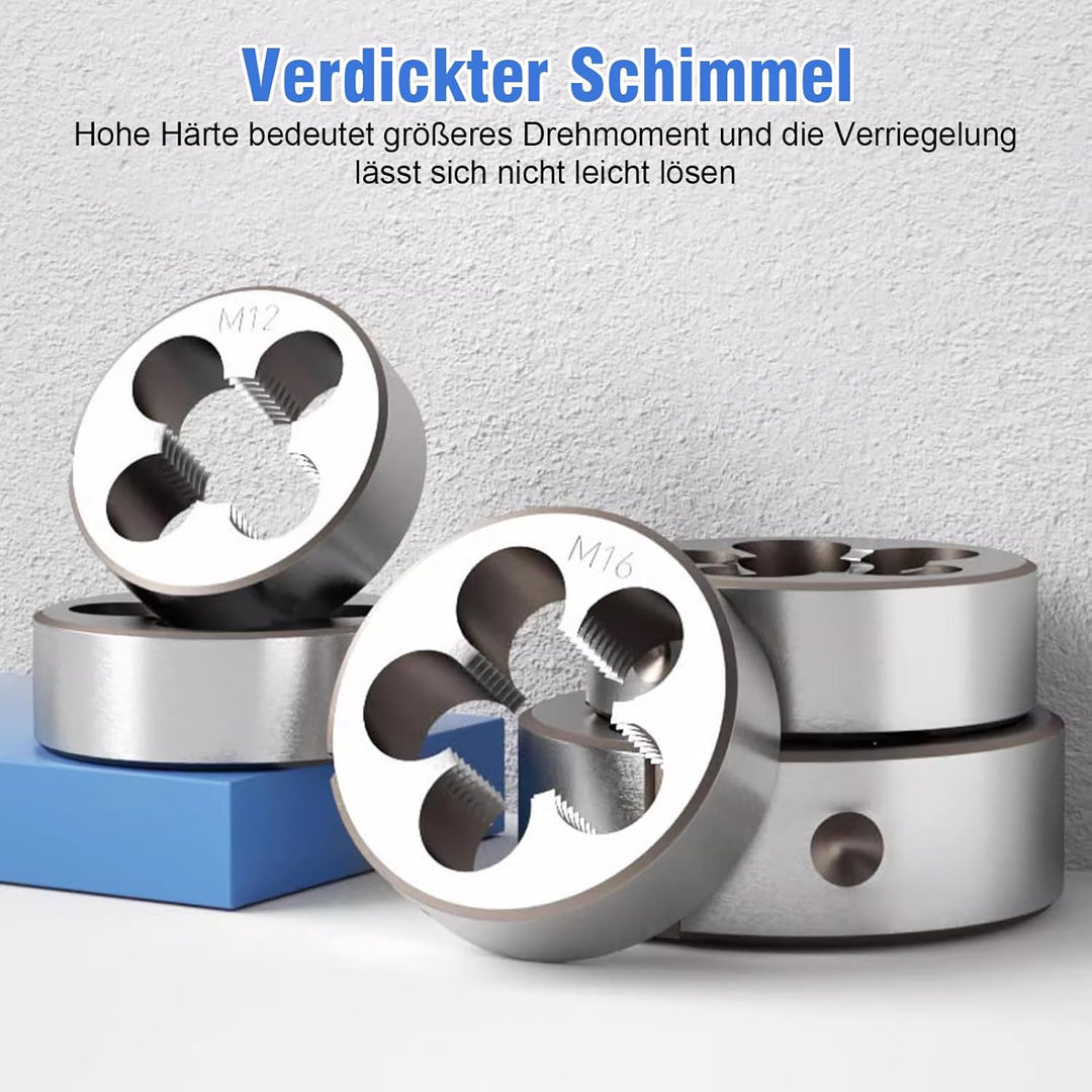110pcs Gewindeschneider Set, Gewindeschneidsatz Gewinde Metrisch Hochwertig Gewindebohrer Schneideis